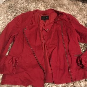 RED MOTO ZIPPERED JACKET